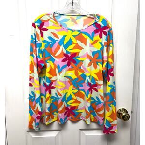 Land’s End Swim Shirt, Rash Guard, Sun Shield, Floral, Girls LP 14 16